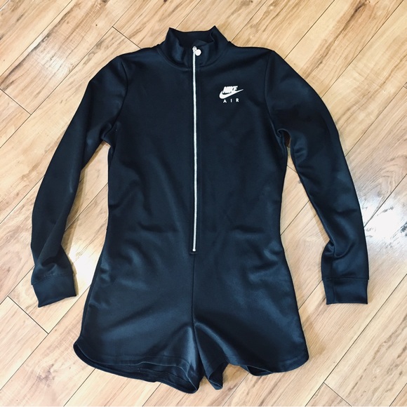 Nike Pants - Nike one piece shorts romper running cycle outfit black small zip up